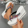 thumbnail image 5 of Dakaela Women's Platform Flip Flop Rhinestones Arch Support Summer Thong Sandals Soft Cushion Slippers, 5 of 7