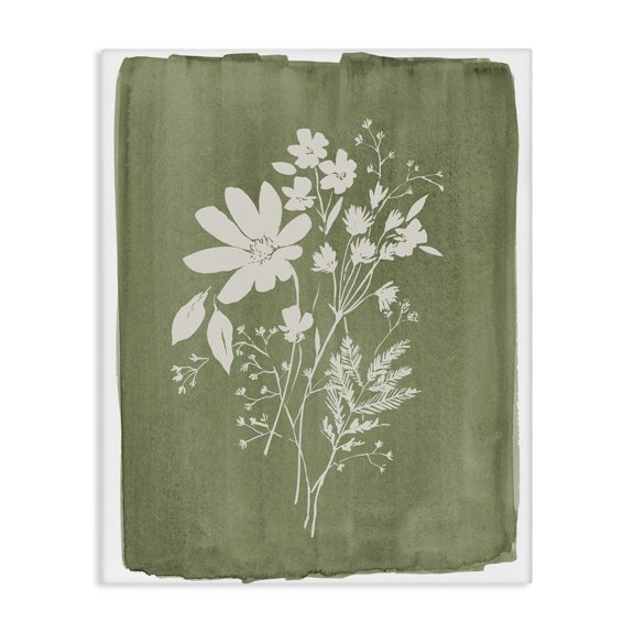 Stupell Industries Bohemian Wildflowers on Olive Green Canvas Art, 16 x 20, by Stephanie Ryan