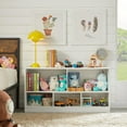 thumbnail image 5 of Kids Toy Storage Organizer, 5-Section Storage Cabinet for Organizing Books Toys, Wooden Bookshelf Daycare Furniture for School, Classroom Playroom, Nursery, Kindergarten (Gray), 5 of 6