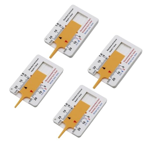 Generic 4pcs Yellow Tire Tread Depth Gauge Set Plastic Portable Calibrated