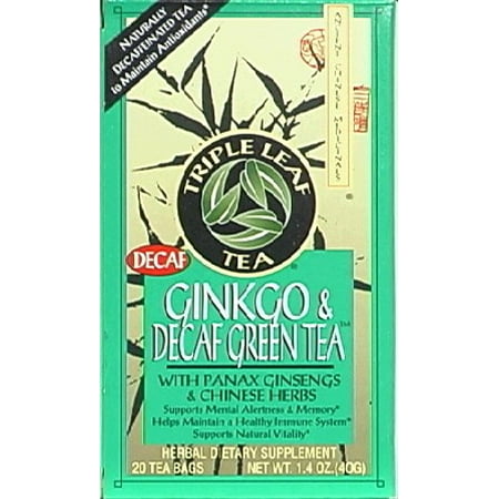 Triple Leaf Tea Ginkgo and Green Tea Decaffeinated - 20 Tea
