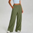 thumbnail image 2 of Wide Leg Sweatpants Women Baggy Straight Leg Joggers with Pockets Soft Fleece Sweat Pants Army Green XL, 2 of 5