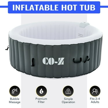 CO-Z Inflatable Hot Tub Outdoor Spa 2-4 Adults, 6ft, Gray, 120 Jets, 211 Gallons