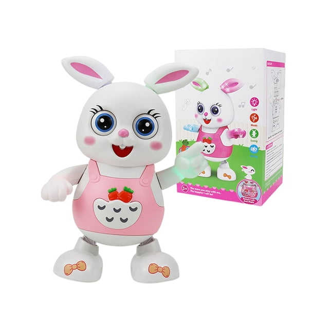 TIELUTT Singing and Dancing Cute Rabbit Children's Light Up Games for Kids 3-5 Building Tiles for Toddlers 1-3 Building for Girls Counting Cubes for Kids Math 100 Animal for Toddlers Age 1