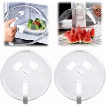 Microwave Splatter Cover - Transparent 9 Inch Anti-Splatter Lid with Steam Vents Holes & Handle, Plate Cover for Heating Food, Microwave Oven Heating Oil Proof Covers (2 pc)