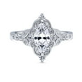 thumbnail image 2 of BERRICLE Sterling Silver Halo Wedding Engagement Rings Marquise Cut Cubic Zirconia CZ Vintage Inspired Art Deco Ring for Women, Rhodium Plated Size 5, 2 of 9