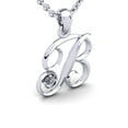 thumbnail image 2 of SuperJeweler B Initial Necklace in 14 Karat White Gold, Diamond Accent and Swirly, With Free 18 inch Cable Chain, for Women, 2 of 6