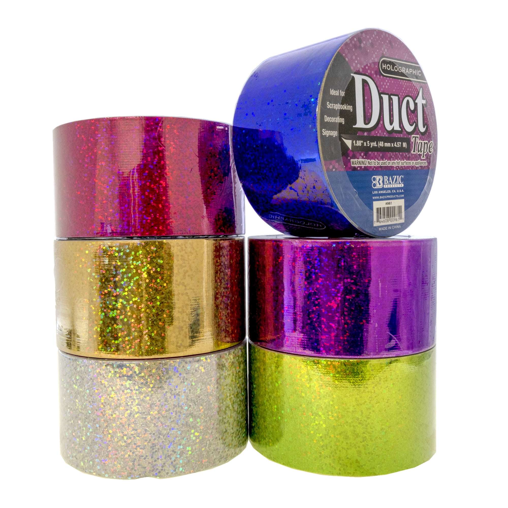 BAZIC Holographic Colored Duct Tape 1.88" X 5 Yards, Multi-Use Tear by ...