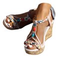 thumbnail image 1 of DXOUPM Sandales pour Femmes Bout Rond Sandales Compensées Confortables Bout Ouvert Sandales Habillées pour Dames, 1 of 3