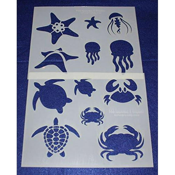 Mylar 2 Pieces of 14 Mil 8" X 10" Sea Life Stencils- Painting /Crafts/ Templates
