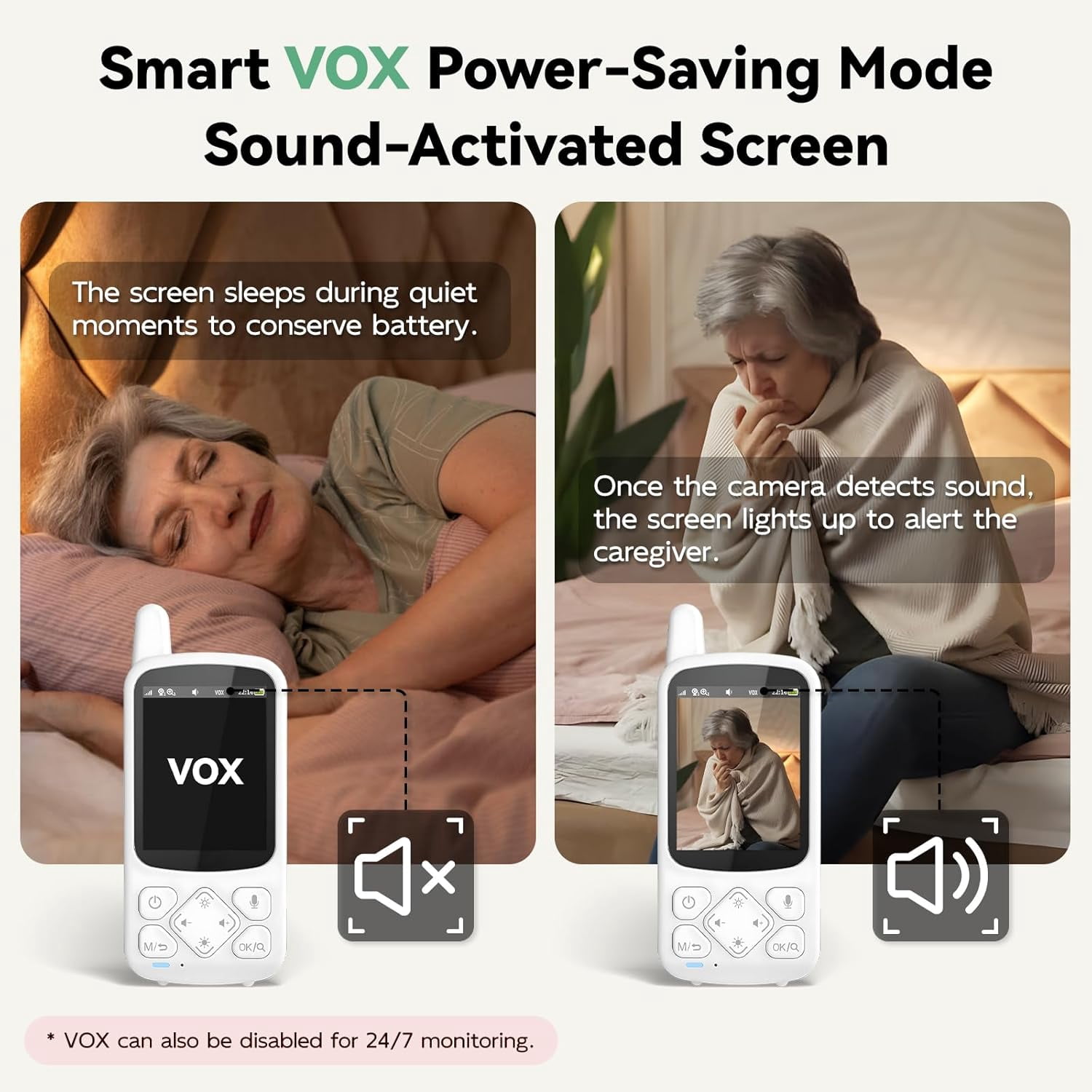 Baby Monitor with Camera and Audio, Room Monitors for Elderly Monitor, 2-Way Talk Baby Monitors, Portable Camera With Monitor Alarm Lullaby Temperature Sensor for Baby Elderly, Home Use