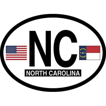North Carolina Oval Glossly FLAG Decal, Waterproof UV Coated Laminated Reflective Vinyl STICKER, 3.5