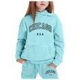 thumbnail image 2 of Zylarhe Girls Boys Sweatshirt Girls Outfits and Set Child Toddler Boys Girls Long Sleeve Solid Warm Hoodie Pullover Tops Pants Kids Outfits Sweat Suit Light Blue 6-7 Years, 2 of 3