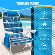 WTVIDAS Beach Chair 2 Pack, 5 Positions Textilene Folding Reclining Beach Chair with Backpack Straps, Cooler Bag & Cup Holder for Outdoor Lawn Camping