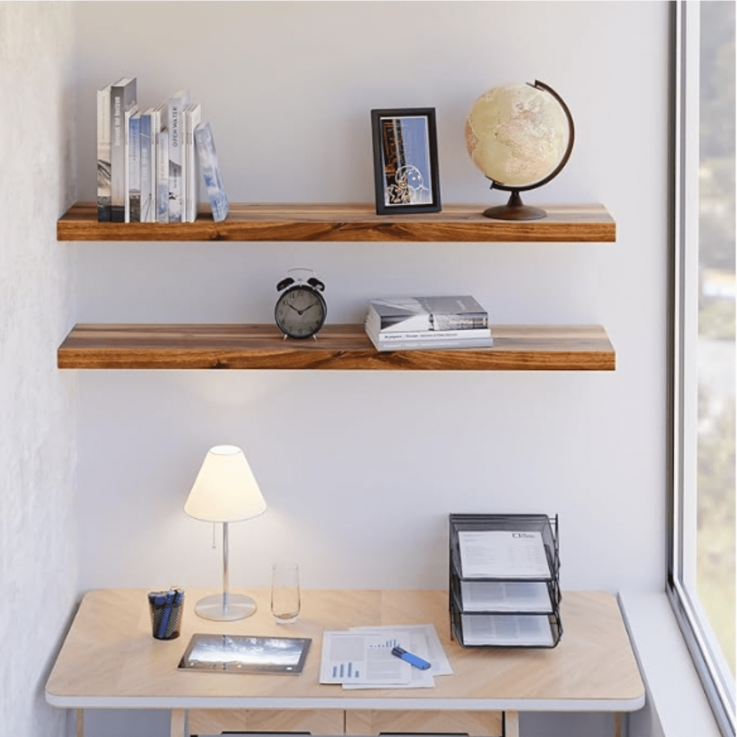 Set of 2 36"   Floating Shelves Wall  unte – Rustic Farmhouse  den Wall Storage Shelf for Bedroom, Kitchen, Home  - Brackets an Shelving Hardware Include (Acacia, 36inch)