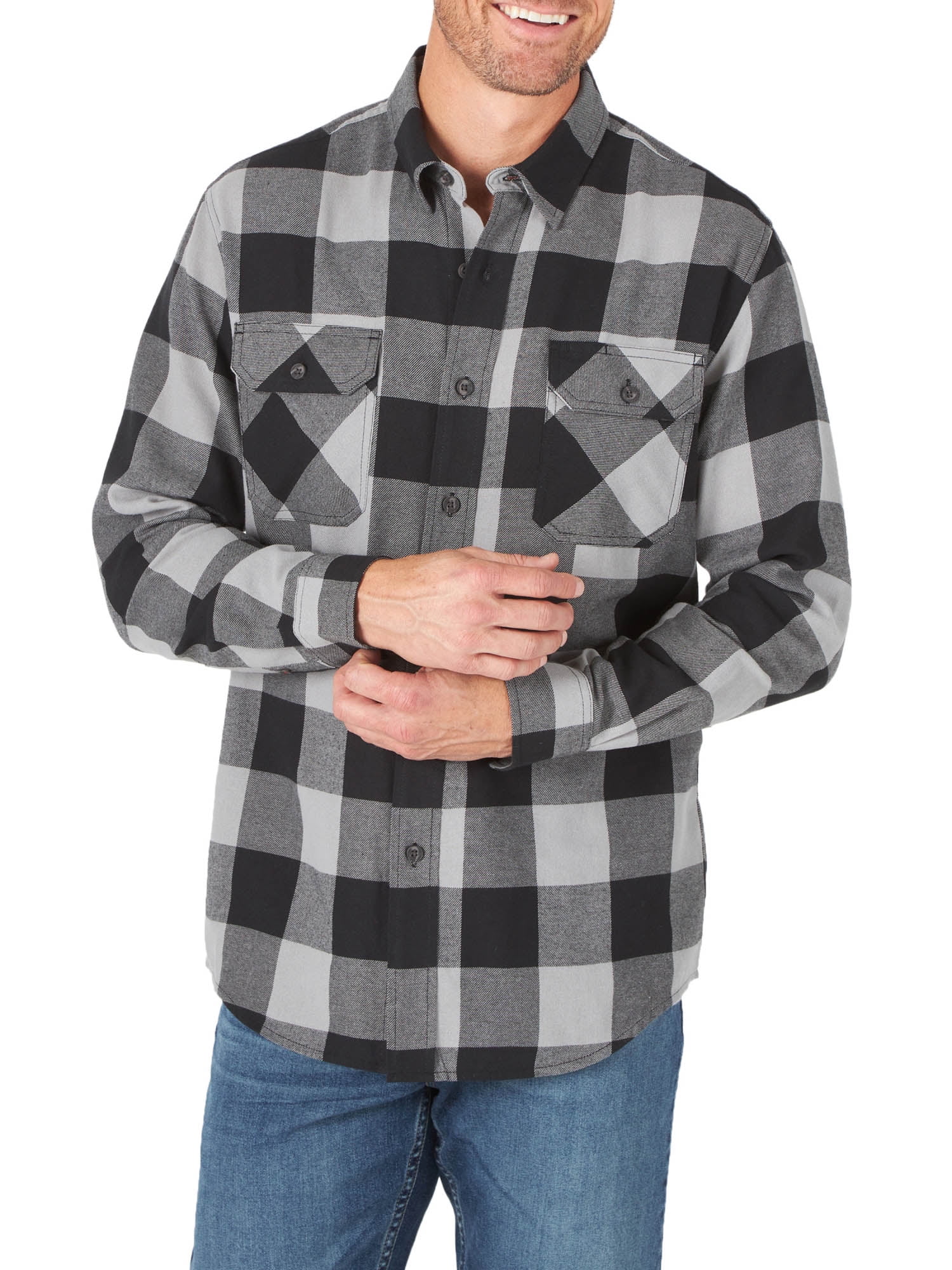 wrangler men's long sleeve comfort stretch woven shirt