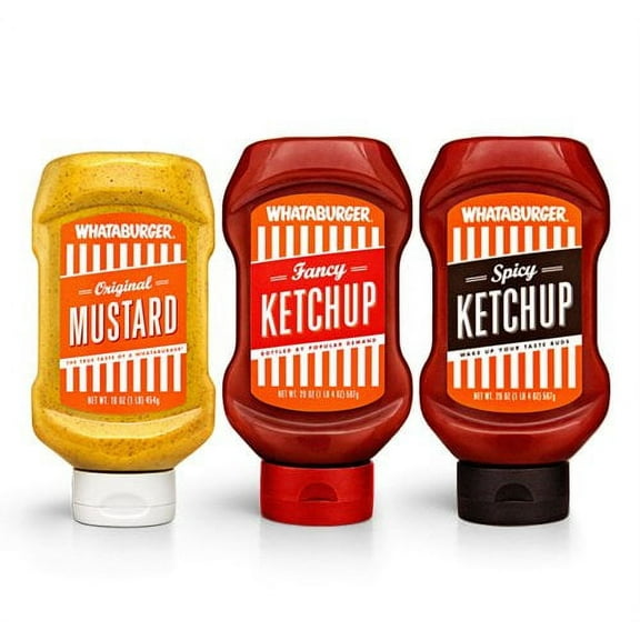 The Whataburger Legendary Trio (Original Mustard, Fancy & Spicy Ketchup)
