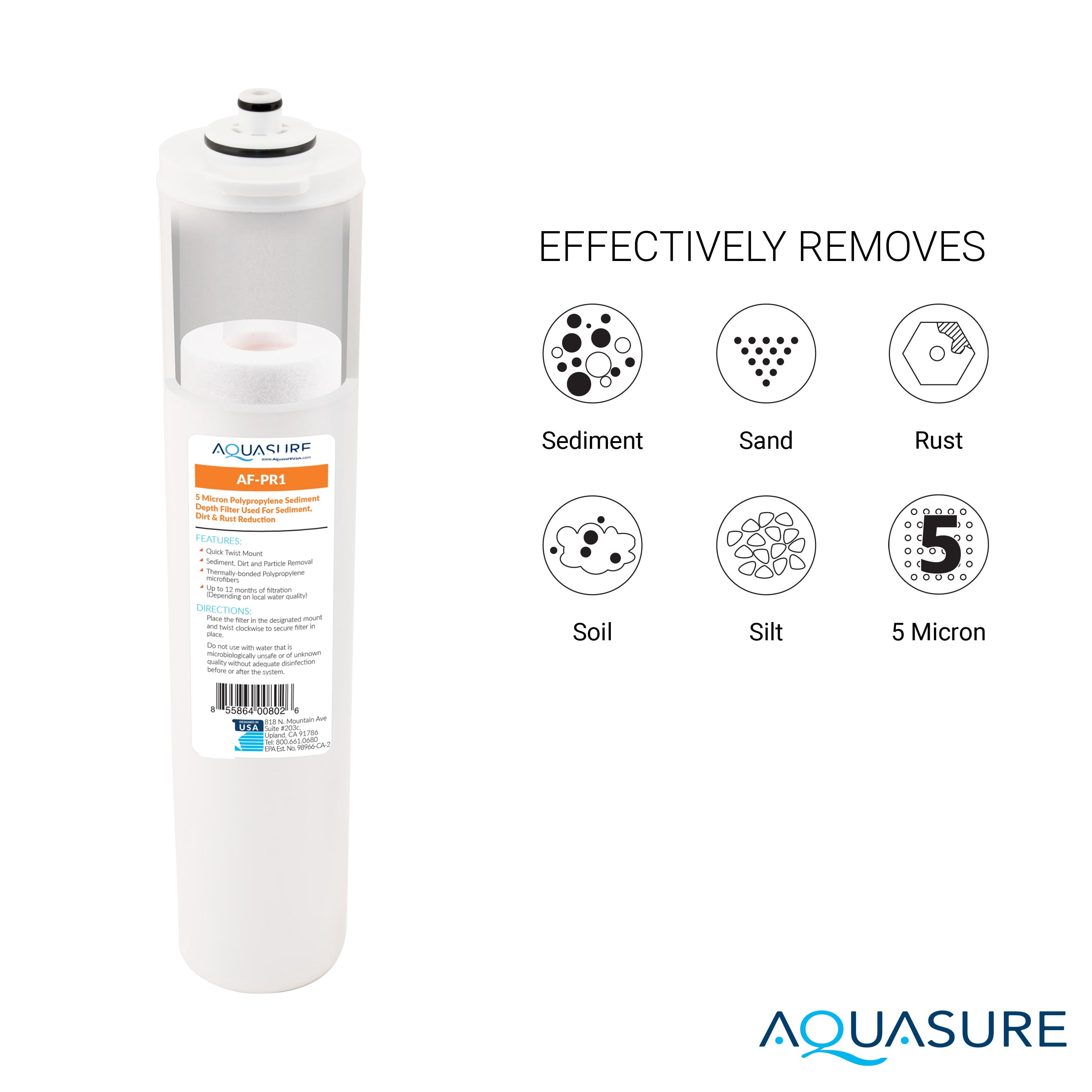 Aquasure Premier Series Complete 4 Stages Quick Change Filter Bundle with 100 GPD High Performance Reverse Osmosis Membrane