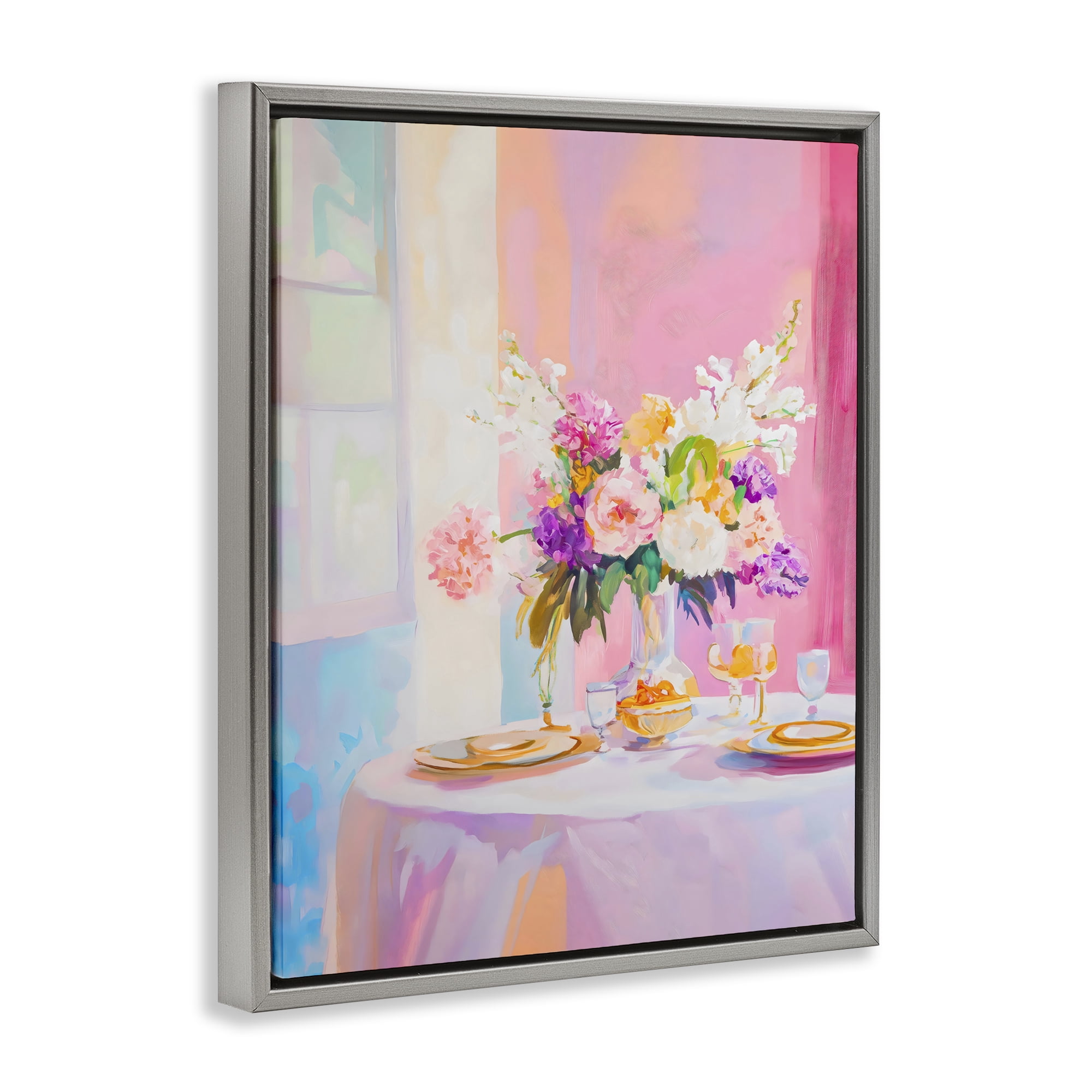 Stupell Industries Pink Brunch with Romantic Bouquet Gray Framed Floater Canvas Wall Art, design by The Prints Vibe
