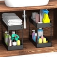 thumbnail image 4 of Debajo del fregadero Gabinete Rack Titular Organizador Apilable Condimento Cosméticos Herramientas 2 Niveles Hogar Armario Soporte para Baño Cocina Negro Inevent HA010538-01B, 4 of 6