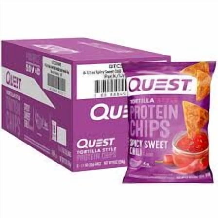 QUEST TORTILLA STYLE PROTEIN CHIPS – SPICY SWEET CHILI – 8CT × 1.1OZ BAGS MULTIPACK