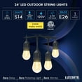 thumbnail image 7 of Luxrite 24FT LED Outdoor String Lights Commercial Grade Waterproof, 12 S14 Shatterproof Bulbs, IP65, Patio Garden Cafe, 7 of 7