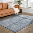 thumbnail image 5 of BoutiqueRugs Peeta Boho Oriental Medallion Area Rug - Farmhouse Traditional Floral Carpet for Living Room, Bedroom, Dining Room - Faded Vintage Look - Blue, Gray Blue - 6'7" x 9', 5 of 9