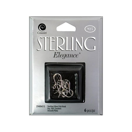925 Sterling Silver Fish Hook - Cousin Sterling Elegance Fish Hook 6pc