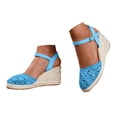 thumbnail image 3 of YLYL Women's Espadrilles Sandals Ankle Strap Buckle Closed Toe Platform Wedge Heel Summer Sandals, 3 of 9