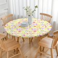 thumbnail image 3 of Pioneer Flower Floral Print Pattern Round Fitted Tablecloth with Elastic Edge,Dining Table Cover Waterproof,Outdoor Round Tablecloth for Camping,Dining,Indoor and Outdoor, 3 of 7