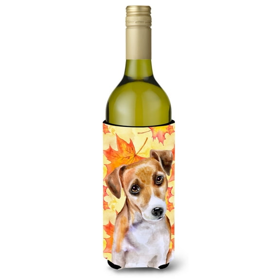 Carolines Treasures BB9974LITERK Jack Russell Terrier 2 Fall Wine Bottle Beverge Insulator Hugger  Wine Bottle