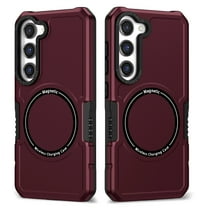 Dteck Magnetic Case for Samsung Galaxy S21 FE Compatible with MagSafe, Shockproof Military Grade Protection Magnetic Rugged Case for Samsung Galaxy S21 FE,Winered