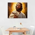 thumbnail image 2 of Nawypu  Jesus Canvas Wall Art Soothe Wounded Lamb Artwork Print Divine Compassion Christian Painting Framed Religious Inspirational Poster for Home Living Room Bedroom Decor, 2 of 4