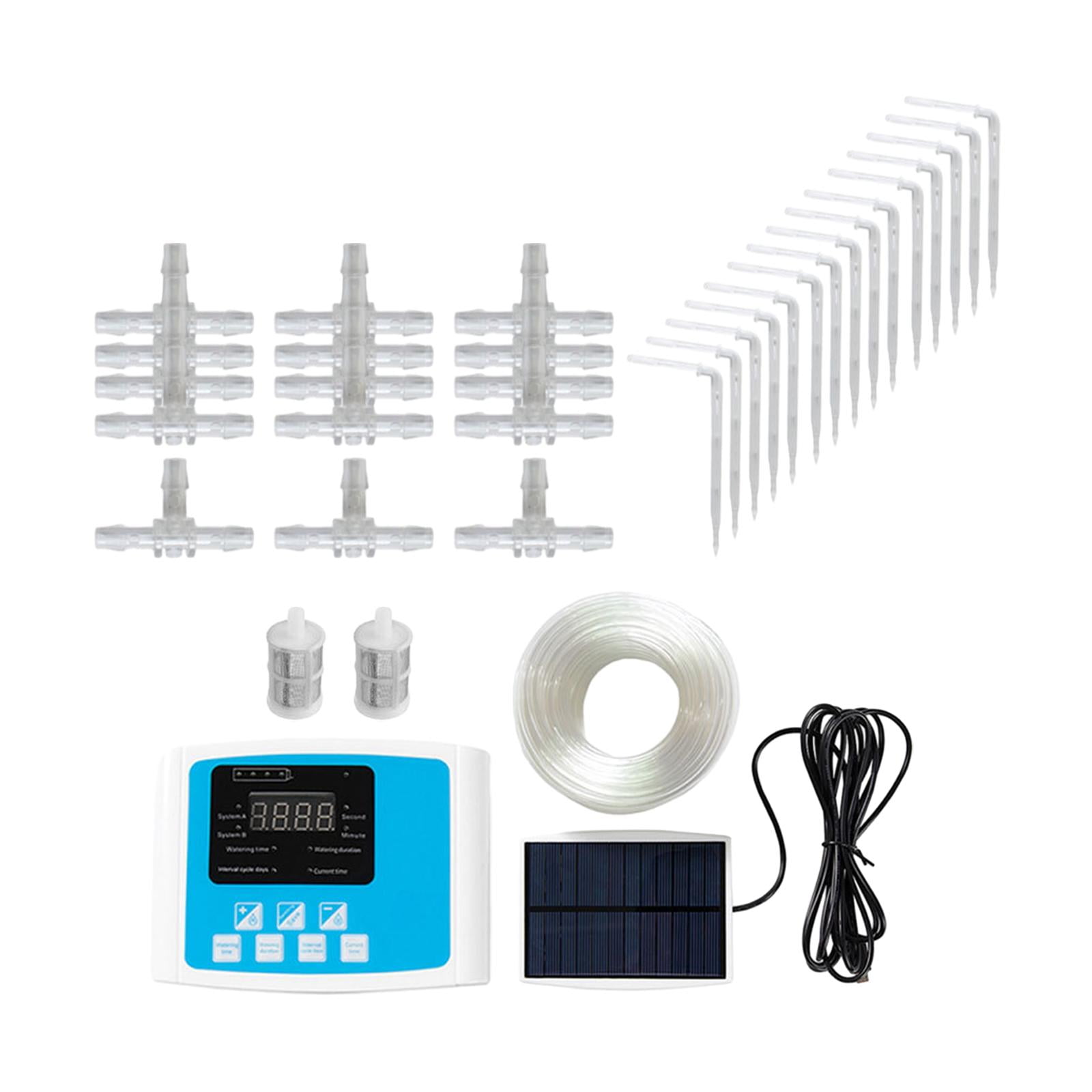 Automatic Watering System with Timer, DIY Automatic Drip Irrigation for Vacation, Potted Plant, Watering, Plants Double Pump Blue