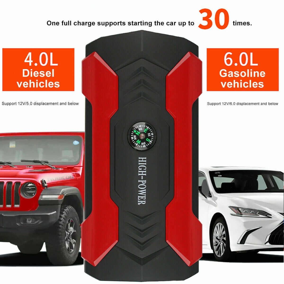 RVPOZWER Car Jump Starter 100000mAh Booster Jumper Box Power Bank Battery Charger
