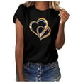 thumbnail image 1 of Gibobby Camisa Elegante Para Mujer Love Fashion Casual O-cuello manga camiseta blusa corta Tops mujer estampado colorido blusa de mujer（Negro， XXL), 1 of 4