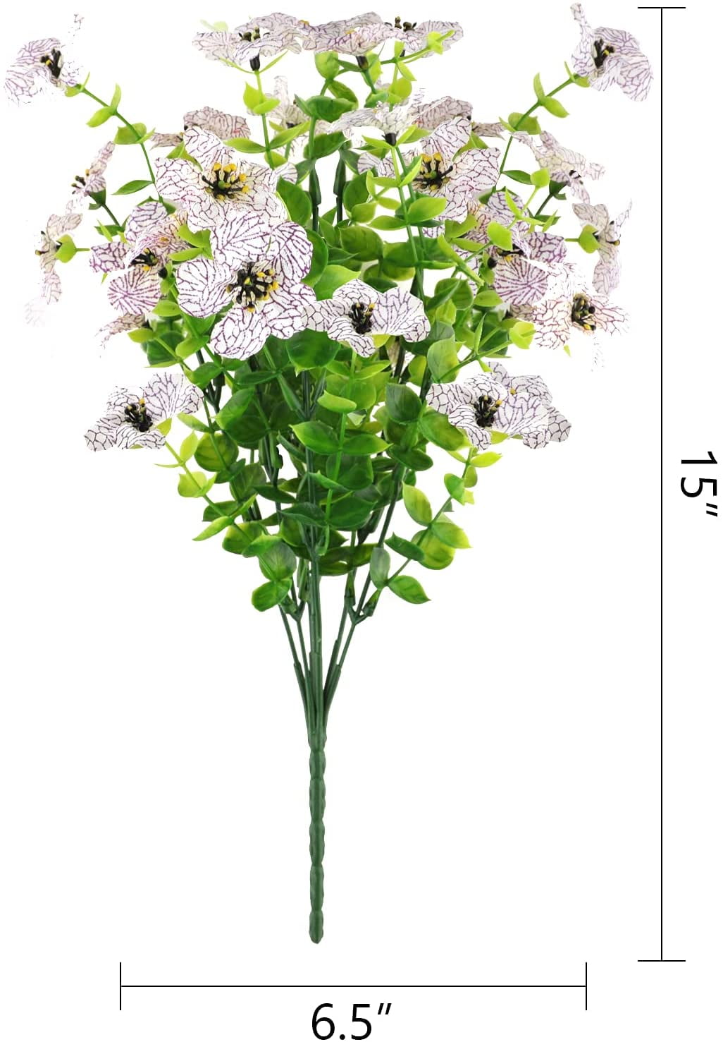 Sinhoon 18 Bundles Artificial Flowers UV Resistant Fake Plants Outdoor Faux Plastic Flowers Garden Window Box Porch Home Decor (White)