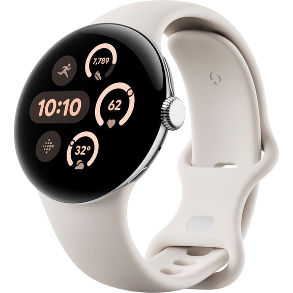 Restored GooglePixel Watch 3 Smart Watch (GPS + Cellular) 41mm Polished Silver with Porcelain Band (Refurbished)