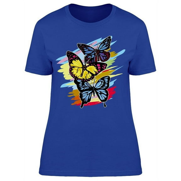 Butterflies Colorful Background  T-Shirt Women -Image by Shutterstock, Female Large
