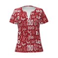 thumbnail image 4 of Wukai Ho Funny Christmas Casual V-Neck Graphic Tees for Women: Lightweight and Breathable Summer Tops with Stylish Design-Small, 4 of 8