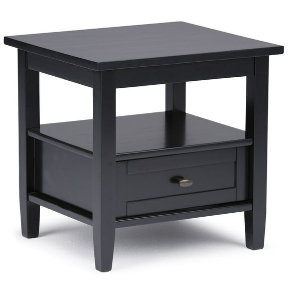 Warm Shaker Solid Wood 20 inch Wide Transitional End Table in Distressed Charcoal Brown