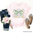 thumbnail image 5 of Floral Coquette Bow T-Shirt, Cute Spring Preppy Girly Flowers Tee, 5 of 6