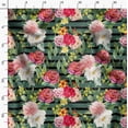 thumbnail image 3 of Soimoi Vert Voile de Coton Rayé & Grandiflora Roses Imprimé Floral Tissu par Yard 42 Pouces de Large, 3 of 4
