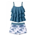 thumbnail image 3 of Zylarhe Swimming Suit for Girls,Girls Swimsuit Two Piece Boyshort Tankini Swimming Suits Teens Swimwear Summer 9-10 Years Navy, 3 of 4