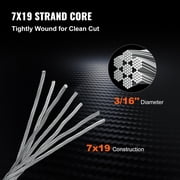 VEVOR 3/16 x 500ft Wire Rope Cable, Stainless Steel Rope, 7x19 Steel Wire Cable Rope 304 Marine Grade