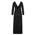 thumbnail image 5 of Miluxas Dresses Plus Size Women Solid Sequins Thin Zipper Hollow Out Backless Long Sleeve V-Neck Dress Black 4(S), 5 of 6
