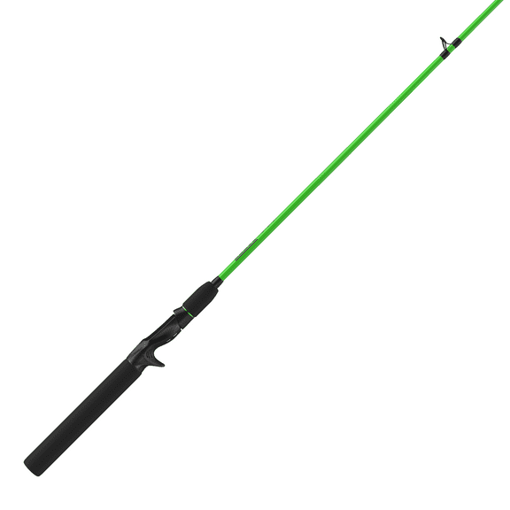Zebco Hotcast Casting Rod, Durable Fiberglass Fishing Pole with Stainless Steel Shock-Ring Guides, 4-Foot 6-Inch 2-Piece Medium-Light Power, Moderate Action and Comfortable EVA Rod Handle, Green