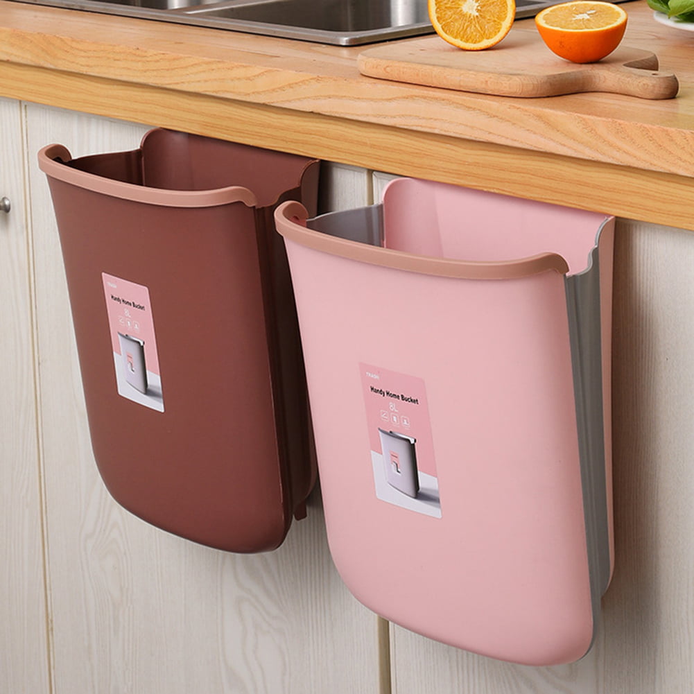 Details about   Plastic Waste Bin Kitchen Cabinet Door Hanging Garbage Caddy Basket Box Pink_L 
