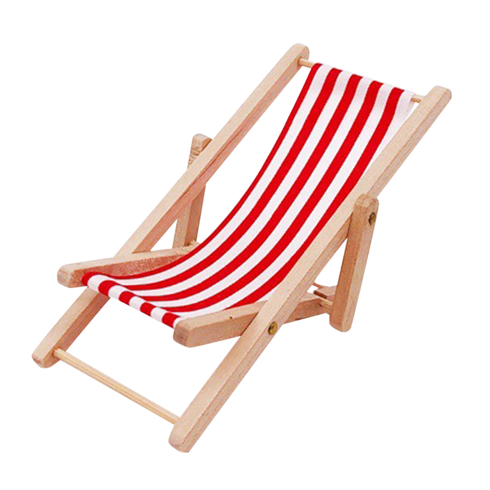 Toys 112 Mini Wooden Beach Chair Longue Deck Chair for Craft Dollhouse