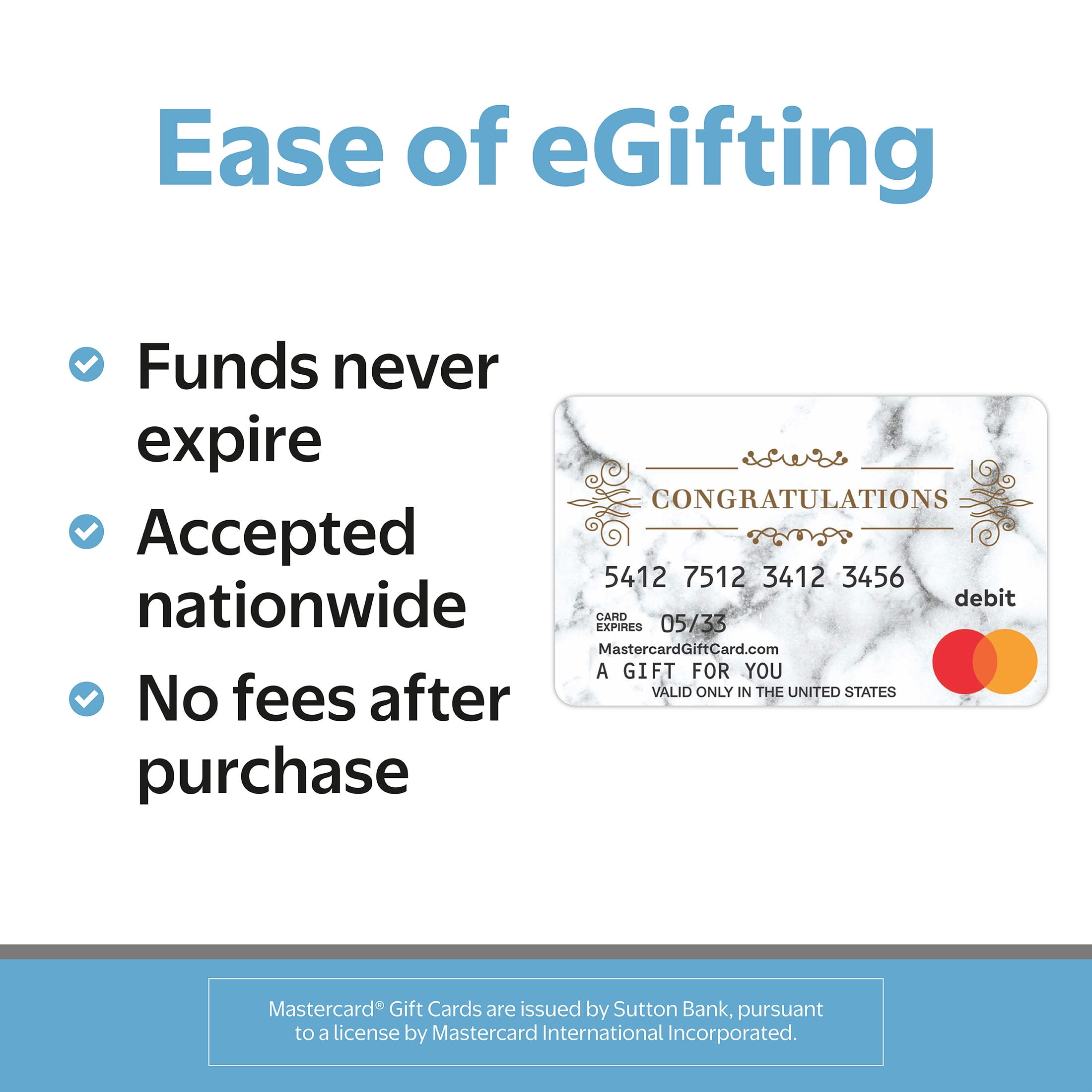 Mastercard® $20-$500 Congrats Marble eGift Card (Plus $6.84 Purchase Fee) [Email Delivery]